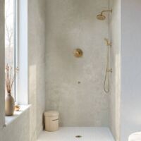 Decoon – Lot de 8 dalles murales douche SPC décor effet pierre beige – Dimensions 38,9x77,8cm – Résistant à l'humidité et aux rayures – Facile à installer