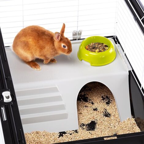 Ferplast Casita 100 cage pour lapins et cochons d'inde blanc et noir