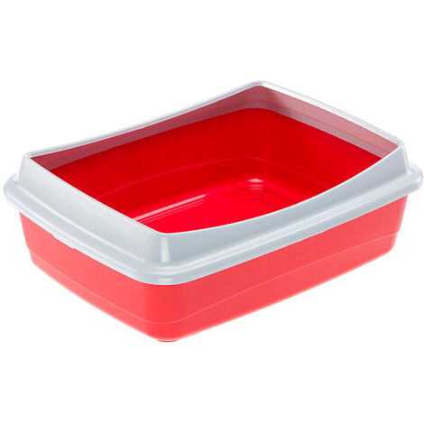 Ferplast NIP PLUS Cassette hygiénique ouverte pour chats avec corniche de confinement. Variante 10 PLUS - Misure: 47 x 36 x h 15.5 cm - Bordeaux