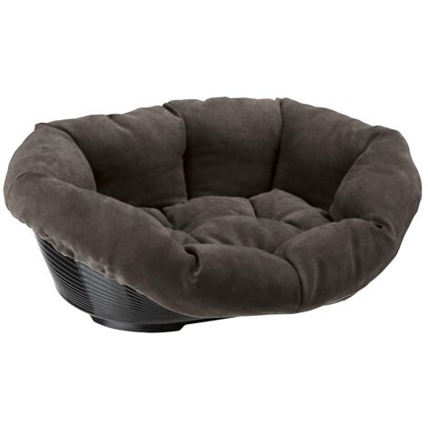 Niche en plastique pour chiens et chats avec doublure rembourrée – Dimensions 73 x 55 x h 27 cm – Pieds antidérapants pour stabilité – Gris – Ferplast