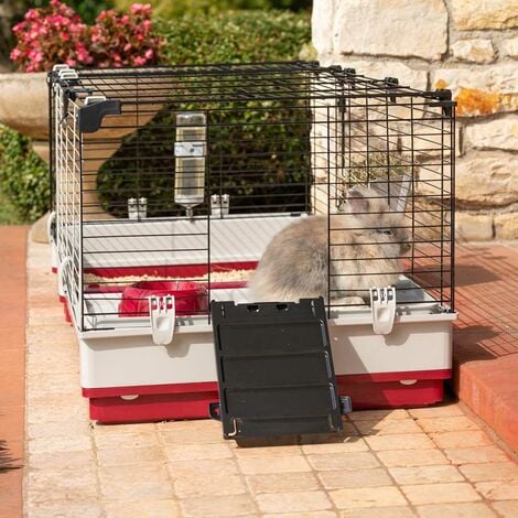 Ferplast KROLIK 140 Cage pour lapins ou cochons d'inde avec extension séparable. Variante KROLIK 140 - Misure: 142 x 60 x h 50 cm - Bordeaux