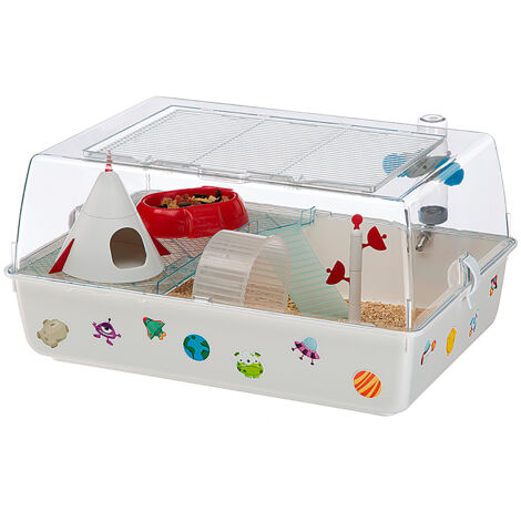 Ferplast MINI DUNA SPACE Cage à hamsters et souris en plastique avec ambiance \\espace\\.. Variante MINI DUNA SPACE - Misure: 55 x 39 x h 27 cm -