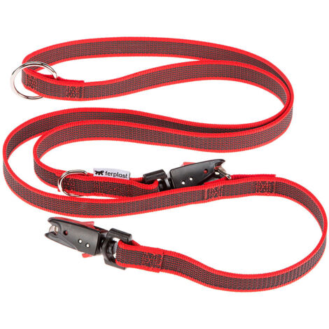 Ferplast DAYTONA GUMMY MATIC GA Laisse de dressage avec mousqueton automatique. Sangle en nylon et caoutchouc.. Variante GA20/200 - Misure: 20 mm x L 200 cm - Rouge (1/5)