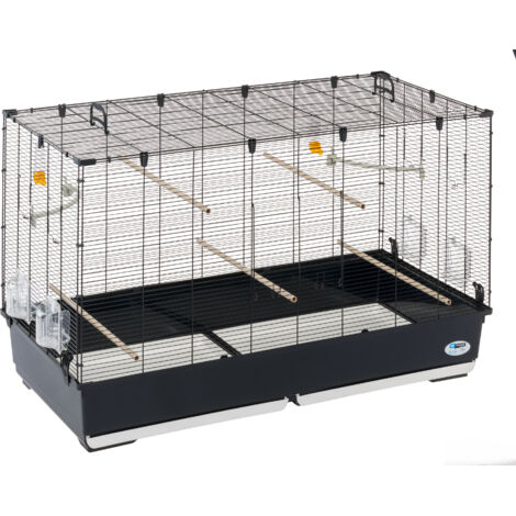 Ferplast – Volière cage à oiseaux PIANO 8 – Grande cage en métal 118 x 59 x h 75 cm – Espacement des barres 9,8 mm – 4 mangeoires et 2 abreuvoirs inclus (1/5)
