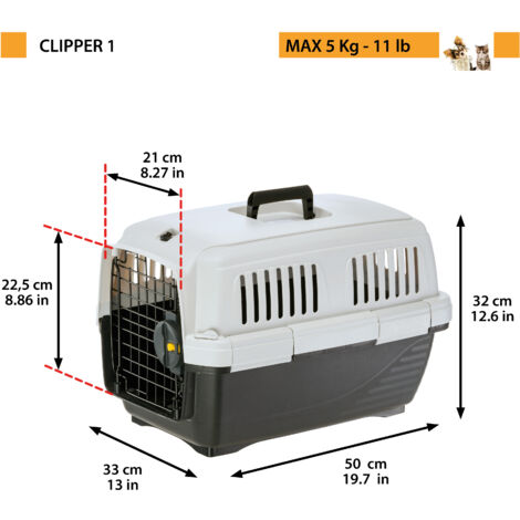 Ferplast CLIPPER  Cage de transport pour chats et petits chiens. Variante 1 - Misure: 50 x 33 x h 32 cm -