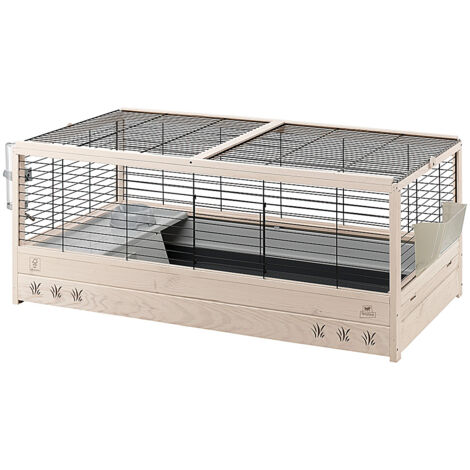 Ferplast – Cage pour rongeur en bois certifié FSC 125 x 64,5 x 51 cm – Bac amovible – Accessoires inclus pour lapins (1/7)