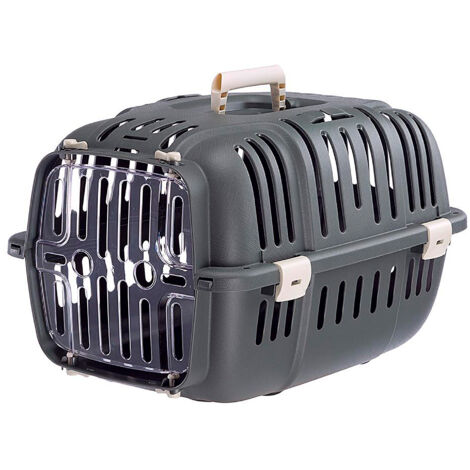 Ferplast JET 10 Cage de transport Ferplast JET 10 pour chats et petits chiens en plastique anti-rayures avec porte transparente antichoc. Variante 10 - Misure: 32 x 47 x h 29 cm - Gris (1/5)