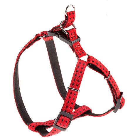 Ferplast CRICKET P Harnais en nylon pour chiens, disponible en différentes couleurs et tailles. Variante SMALL - Misure: A=B 40-51.5 cm 15 mm - Rouge (1/2)