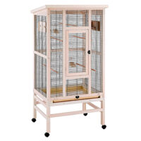Ferplast – Volière en bois FSC pour canaris, perruches et oiseaux exotiques – Dimensions 83 x 67 x h 158,5 cm – Traitement anti-moisissure et UV – Équipée de 5 perchoirs et 2 mangeoires Brava 6