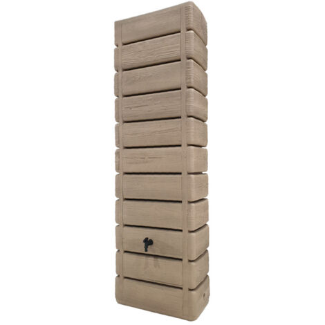 Récupérateur d'eau de pluie 300 L – Imitation bois clair – Polyéthylène rotomoulé – Résistant UV et gel – Livré avec robinet et fixation murale – Bellijardin - WOOD 300 L