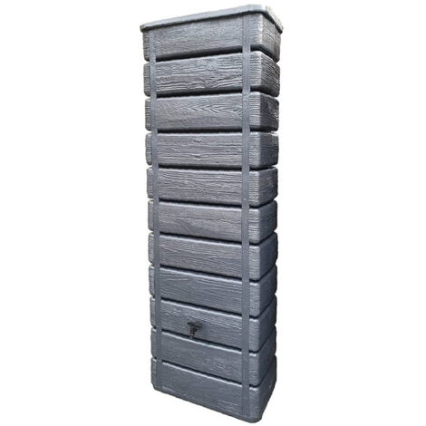 Récupérateur d'eau de pluie 300 litres – Fixation murale – Polyéthylène rotomoulé résistant aux UV – Imitation bois anthracite – Bellijardin