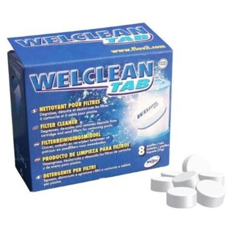 Nettoyant pour filtre piscine – Lot de 12 pastilles de 40 g – Détartre et désincruste efficacement – Pour cartouches et filtres à sable – Flovil