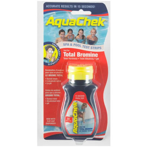 Bandelettes test eau piscine AQUACHEK analyse Brome/pH/TH - x 50