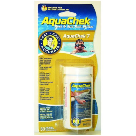 Bandelette test eau piscine AQUACHEK 7 Brome/Chlore/Alk/Cya - x 50