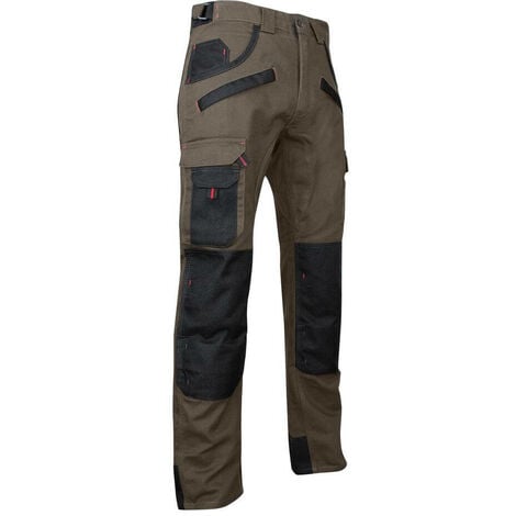 Pantalon de travail bicolore avec poches genouillères TOURBE LMA Taupe / Noir 60 - Taupe / Noir