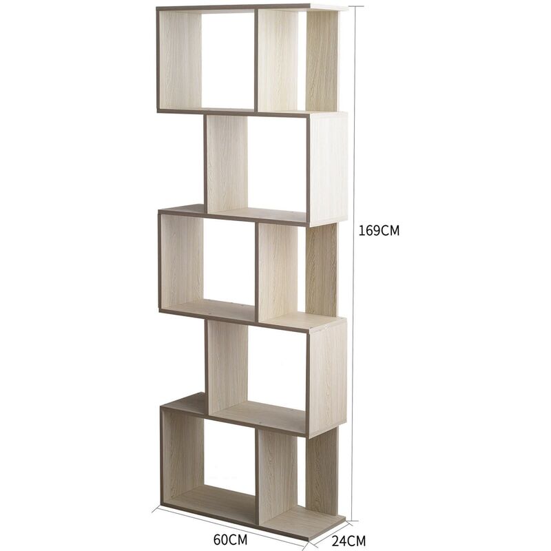 Rebecca Mobili Libreria Ad Angolo Scaffale in Truciolato Abete Grigio 3  Ripiani Modulari