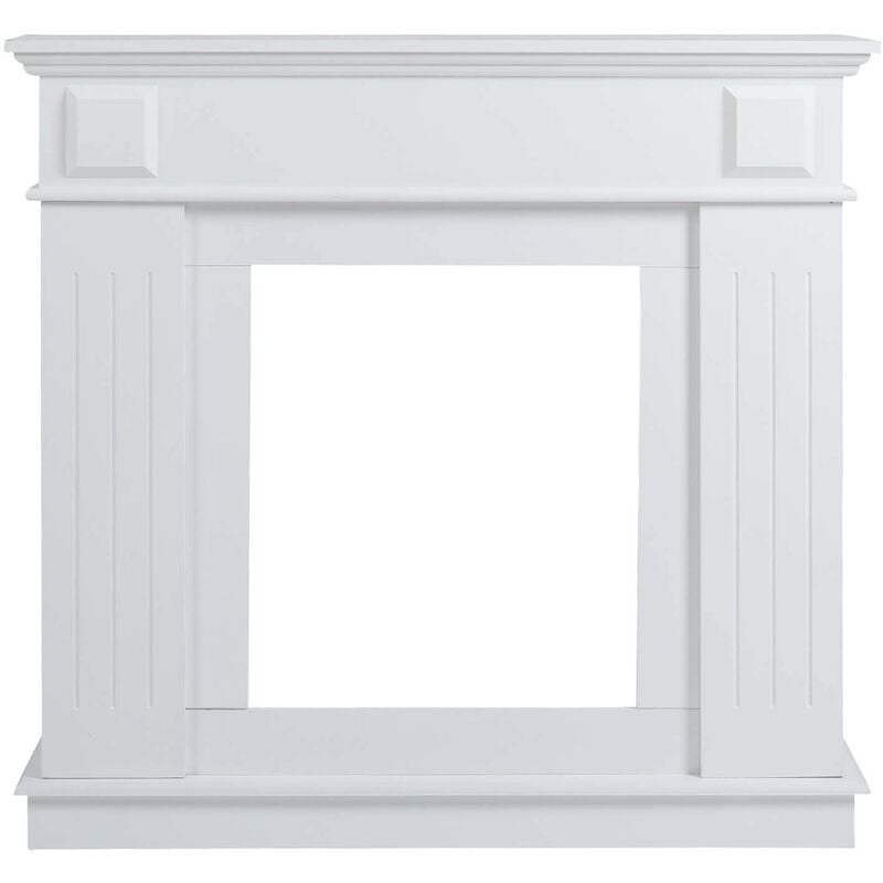 Rebecca Mobili Cornice Decorativa Camino Finto Legno Bianco Classico  100x109x26