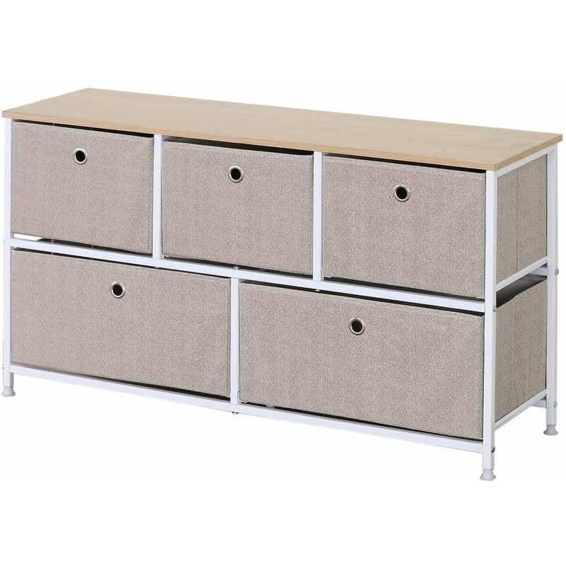 Rebecca Mobili Cassettiera 8 Cassetti Legno Beige Bianco Ingresso  80,5x53,5x25