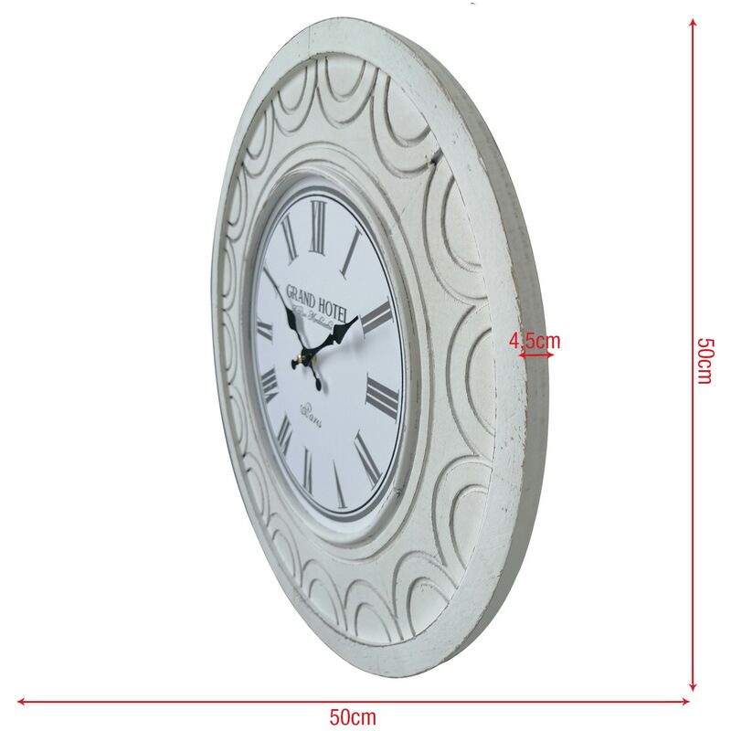 Rebecca Mobili Orologio a Muro Grande Orologi Shabby Mdf Bianco per Cucina  Salotto