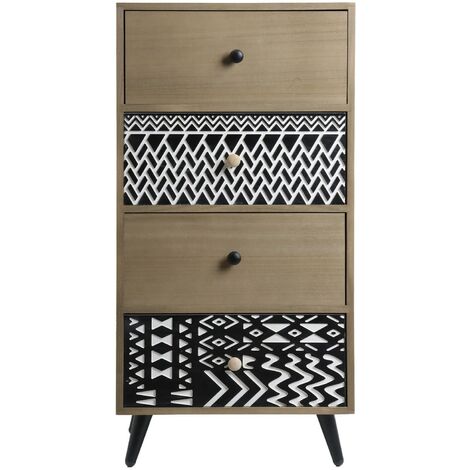 Rebecca Mobili Cassettiera per Bagno con 4 Cassetti Legno Metallo Stile Industrial