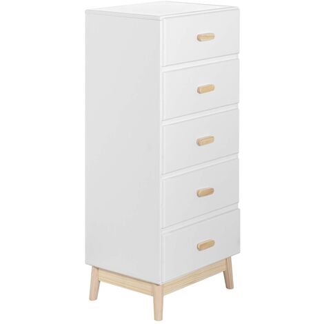 Cassettiera Mobili Rebecca Myristica 115x50x40 MDF Pino Bianco Marrone Scandinavo Da Montare
