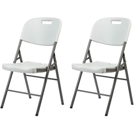 Sedie da Esterno Rebecca Mobili Quiver 88x45x50 Plastica Acciaio Bianco Grigio Moderno SET 2 pezzi Montato