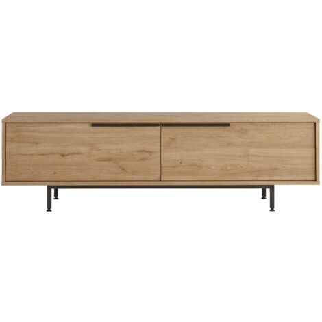 Mobile TV Rovere Sonoma 140x40x35.5 Cm - In Truciolare, Con 2 Ante E 2 Scomparti Aperti