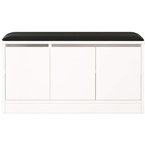 Panca Scarpiera Rebecca Mobili Cocos 46x89,5x35,5 Truciolato Similpelle Bianco Grigio Scuro Moderno