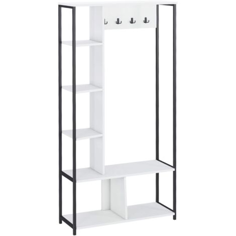 Guardaroba da Ingresso Rebecca Mobili Caigua 182x90x35 Truciolato Acciaio Bianco Grigio Scuro Moderno