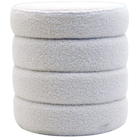 Pouf Contenitore Rebecca Mobili Uxi 40x37x37 Tessuto Poliestere MDF Bianco Moderno