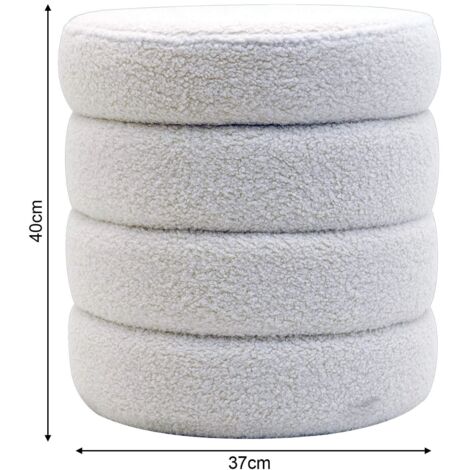 Pouf Contenitore Rebecca Mobili Uxi 40x37x37 Tessuto Poliestere MDF Bianco Moderno
