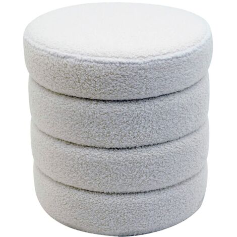 Pouf Contenitore Rebecca Mobili Uxi 40x37x37 Tessuto Poliestere MDF Bianco Moderno