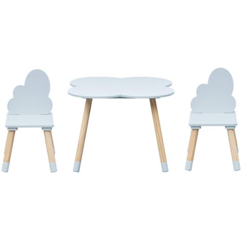 Tavolino e 2 Sedie per Bambini Rebecca Mobili Sitka 44x60x60 MDF Legno Celeste Marrone Scandinavo SET 3 pezzi
