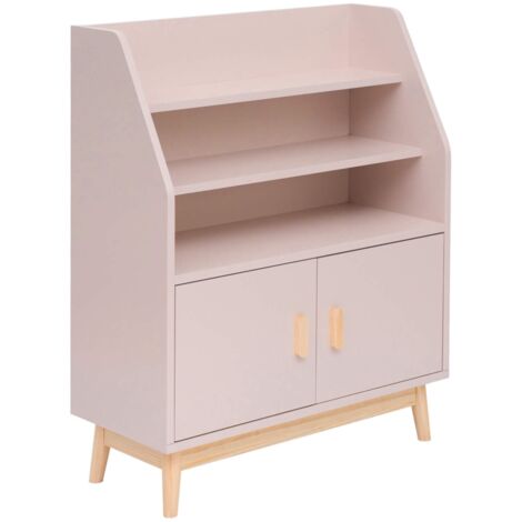 Libreria per Bambini Rebecca Mobili Bataw 100x80x33 MDF Pino Rosa Marrone