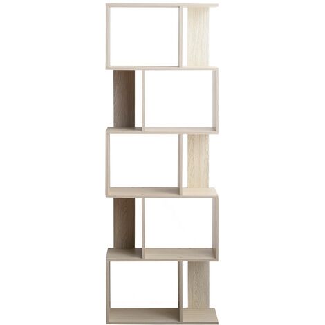 Rebecca Mobili Scaffale Libreria 5 Ripiani Abete Sbiancato Mdf Sala 169x60x24 (1/5)