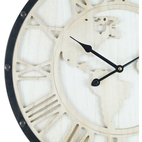 Rebecca Mobili Orologio A Muro Orologio Vintage Nero Bianco Shabby Tondo  50x50x5