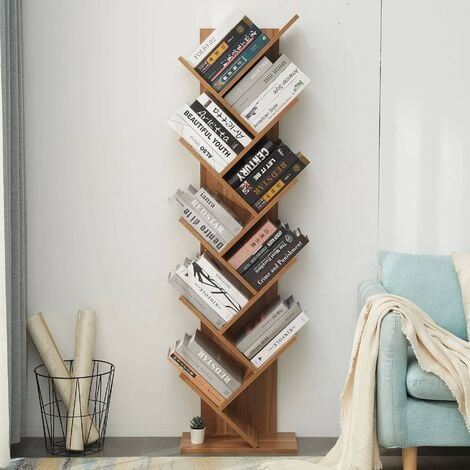 Rebecca Mobili Scaffale Libreria 10 Mensole Legno Marrone Moderno 160x44,5x22