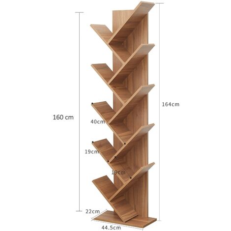 Rebecca Mobili Scaffale Libreria 10 Mensole Legno Marrone Moderno 160x44,5x22