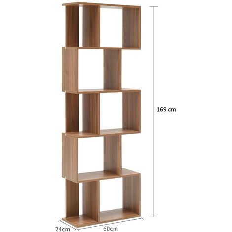 Rebecca Mobili Scaffale Libreria 5 Mensole Marrone Moderna Legno 172,5x60x24,5