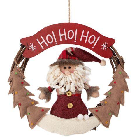 Rebecca Mobili Ghirlanda Decorazione Porta Natale Poliestere Mdf Rosso 32x34x4 (1/5)