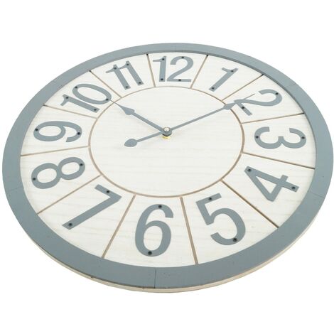 Rebecca Mobili Orologio Design Moderno Mdf Metallo Bianco Grigio 50x50x4,5