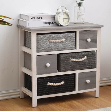 Rebecca Mobili Cassettiera Mobile bagno Shabby 6 Cassetti Moderno 53x56x27