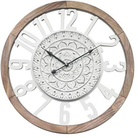 Rebecca Mobili Orologio Da Muro Retro Legno Bianco Sala 55x55x5