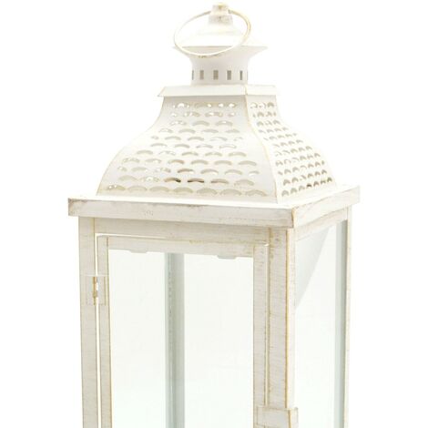 Lanterne portacandela in metallo Shabby Chic color bianco lavorazione  anticata