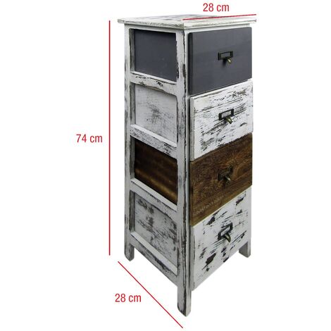 Cassettiera 8 Cassetti Shabby - Legno Paulownia, Bianco Beige, 80.5x53.5x25 Cm, Per Bagno O Ingresso - Foto 7