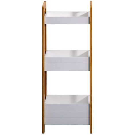 SoBuy Scaffale a scala bagno Libreria a scala angoliera bianco