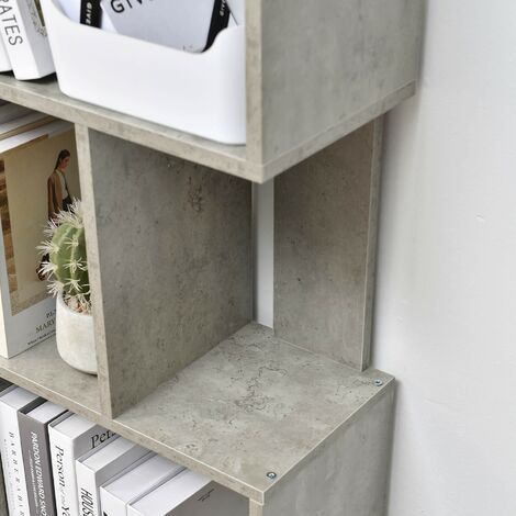 Rebecca Mobili Libreria Moderna Scaffale 5 Ripiani in Legno Grigio da  Soggiorno Ufficio