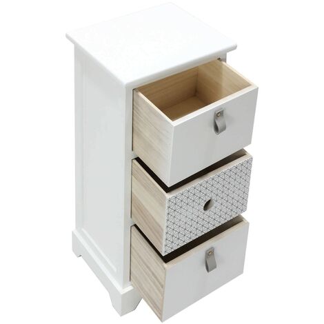 Homcom - Comodino moderno con 3 cassetti multiuso bianco