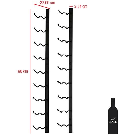 Rebecca Mobili Portabottiglie Cantinetta A Parete Nero Metallo 18 Bottiglie