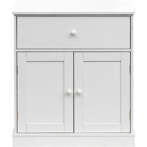Rebecca Mobili Mobiletto Armadietto Mobile da Bagno con Cassetto 2 Ante in Legno Bianco